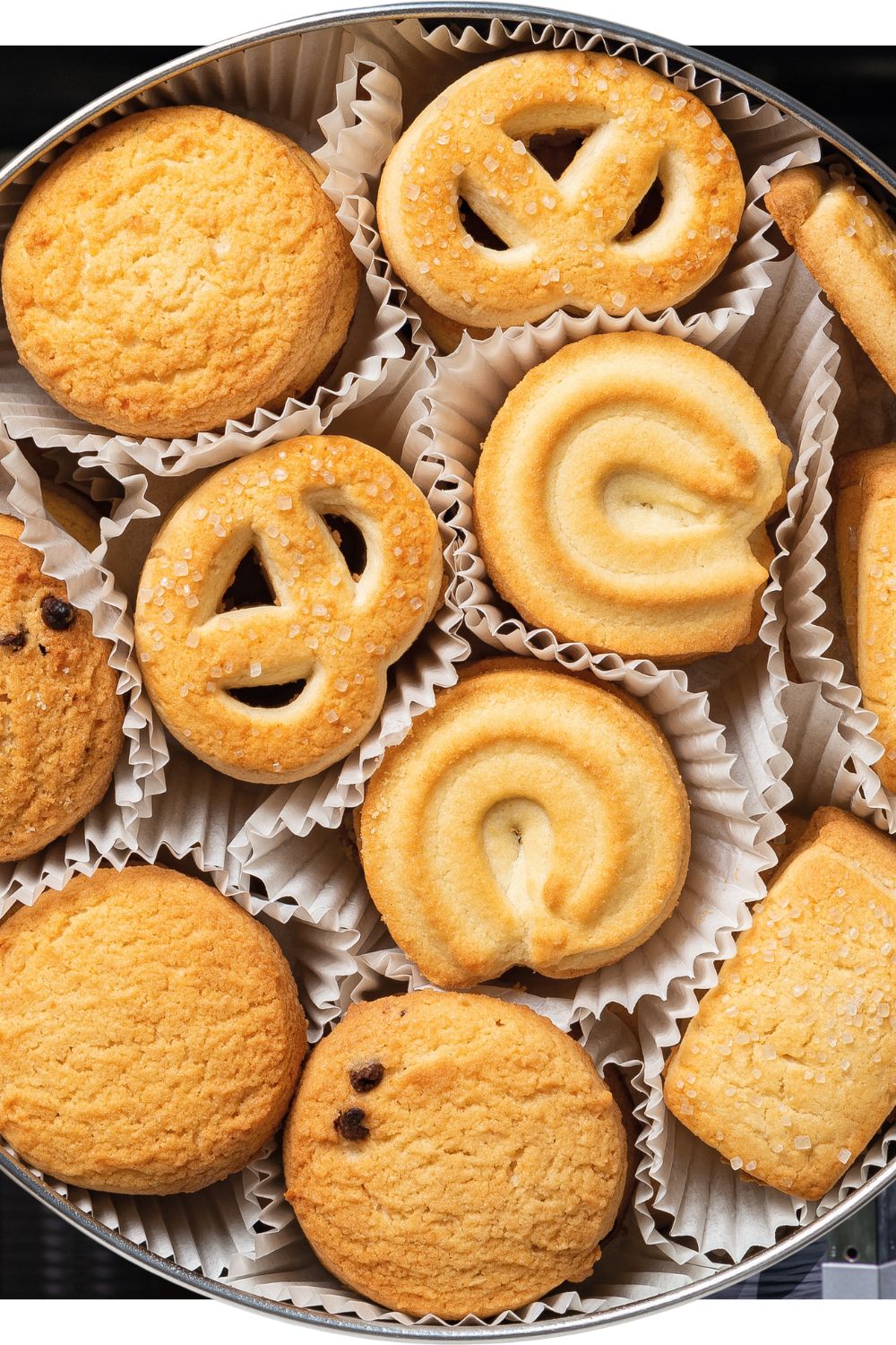 Tasty Danish Butter Cookies in a Tin Cutout.