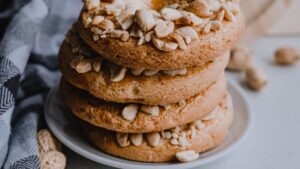 Stack of Shortbread Biscuits with Peanuts